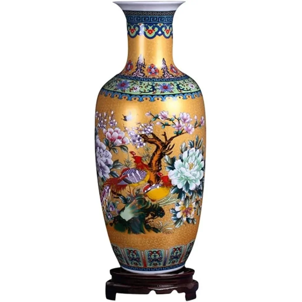 Height 18.11”(46cm) Pinterest Room Decor Jingdezhen Large Ceramic Floor Vase Ceramics & Pottery and Pottery Golden Flower Pot 7