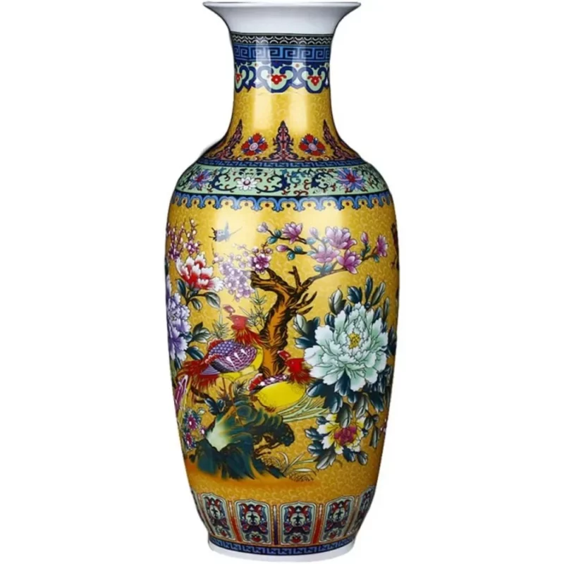 Height 18.11”(46cm) Pinterest Room Decor Jingdezhen Large Ceramic Floor Vase Ceramics & Pottery and Pottery Golden Flower Pot 6