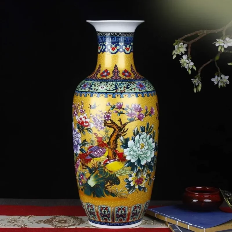 Height 18.11”(46cm) Pinterest Room Decor Jingdezhen Large Ceramic Floor Vase Ceramics & Pottery and Pottery Golden Flower Pot 5